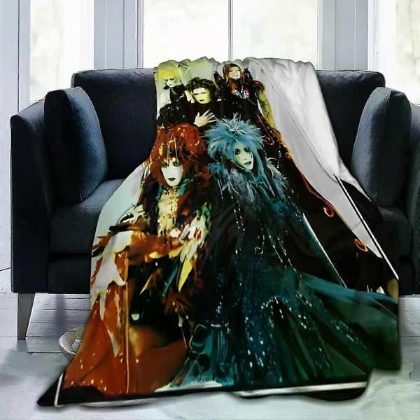 Multifunktionel Malice Mizer Visual Kei Rock Band Tæppe Merch Sofa Dekorativ Kunst Rock Tæppe Blød Flanel Kompatibel med Rejser