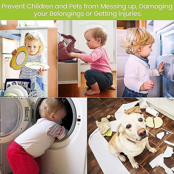 Sliding Cabinet Lock Child Safety Lock for Cabinet Doors Security U-shaped Locks (6 Pcs, White)