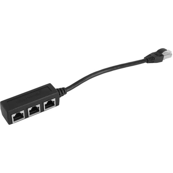 RJ45 Ethernet Splitter Kabeladapter 1 Han til 3 Hunporte, 3-i-1 LAN Netværkstilbehør, Sort