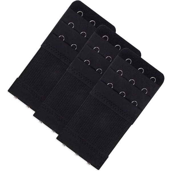 Black Women's Bra Extender 3 Hooks 3 Rows Stretch Underwear