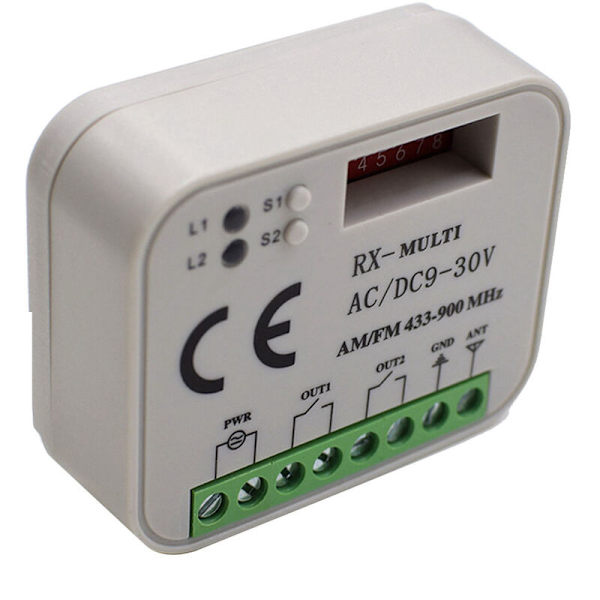 Garage Door Remote Control Receiver 2-Channel Controller for 433 868 MHz Transmitter RX Multi-Frequency 433-900MHZ