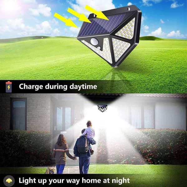 100 LED-lamper vidvinkel solcellelampe 1 stk 1pc