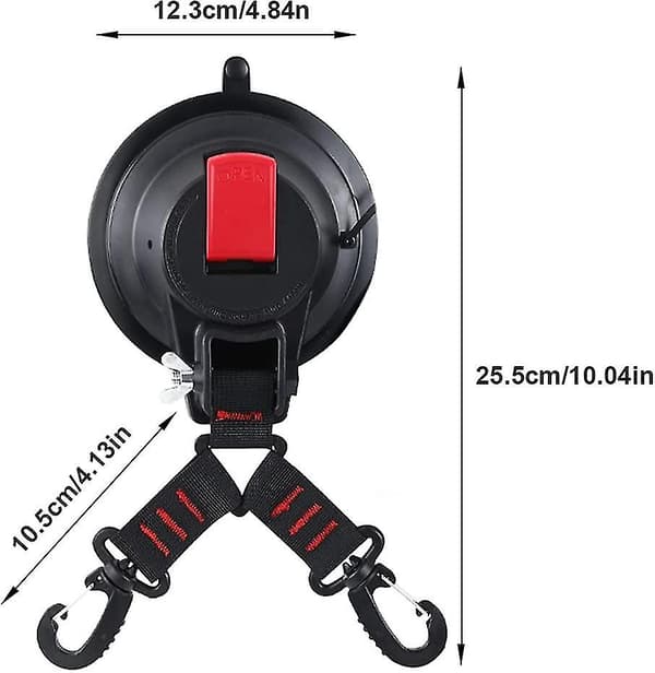 Yaju Heavy Duty Suction Cup Anchor with Fastening Hooks, Multi-functional Camping Tarp Accessory as Car Side Awning (2 Pcs Black)