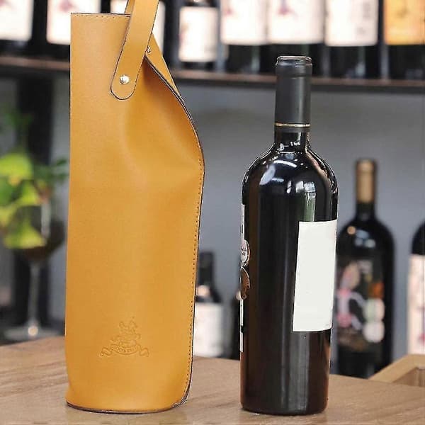 Vinpresentpose, gjenbrukbar vinveske i lær, dobbel champagneølpresentpose, bursdag Br