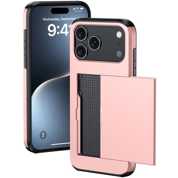 iPhone 17 Pro Cover Hybrid Med Kortplads Rosaguld