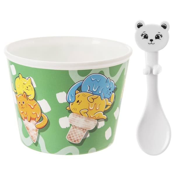 Glasskålar med björnformade skedar - 4-pack