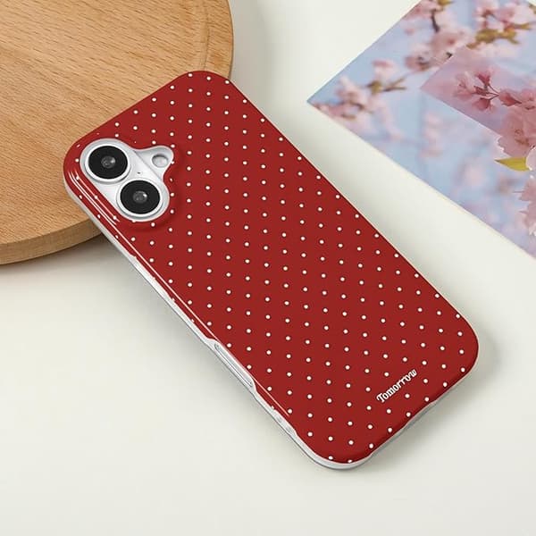 inewateri Compatible with iPhone 17 Pro Case, Cute Modern Dotted Design, Soft TPU Slim Protective Case Red Red iPhone17Pro Red iPhone17Pro