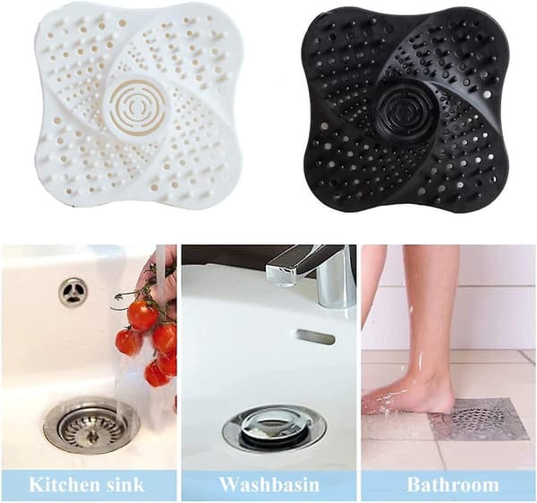 4-pack Silikon Diskbänkssil, Hårfälla för Dusch, Avloppsskydd