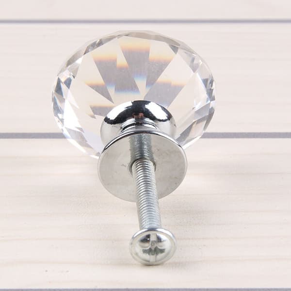 10 pcs 30mm Glass Cabinet Knobs Crystal Diamond Shape Pull Handles for Drawers Dresser Wardrobe Kitchen Cabinet