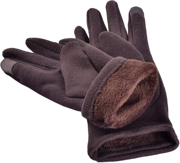 Dam Dam Vinter Varma Handskar Pekskärm Mobiltelefon Vindtät Foder Tjocka Handskar (Brun) brun brown