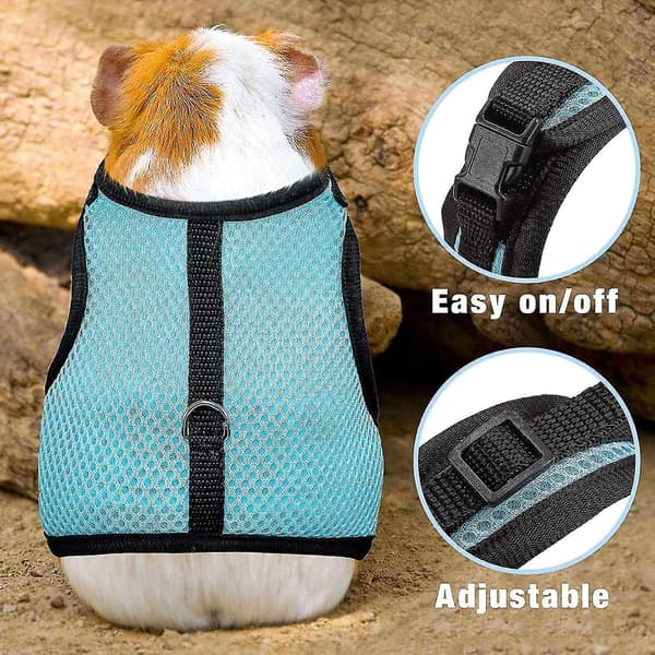 Adjustable Rabbit Harness Soft Rabbit Leash Harness Mesh Rabbit Harness Hamster Vest with Elastic Leash