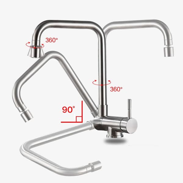 Kitchen Faucet with Pull-Out Spout - Stainless Steel Hot & Cold Water - Dual Modes