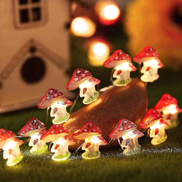 Soppdekorasjonslys 3 m 40 LED Sopplys Batteridrevne Soppnattlysslynger Med 8 Lysmoduser Fjernkontroll Timer