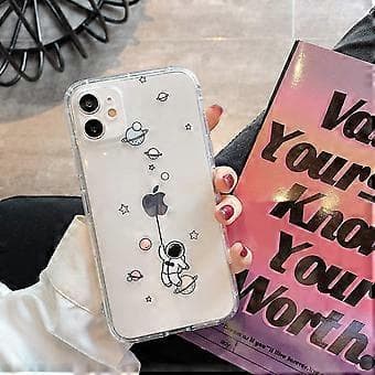 Compatible with iPhone 11 Case Clear Cute with Astronaut Outer Space Planet Star Creative Pattern, Soft TPU Shockproof