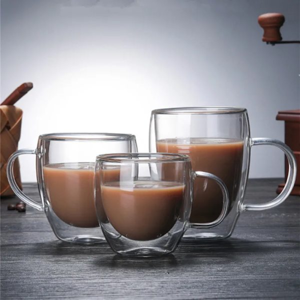Dubbelväggiga Värmebeständiga Glas Koppar av Borosilikatglas för Espresso Kaffe Kopp Set Dryckesvaror Te Muggar 150ml/250ml/350ml/450ml