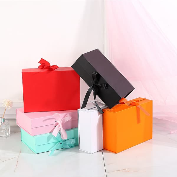 Orange Large Paper Box with Ribbon, Bow Gift Box, Magnetic Gift Box