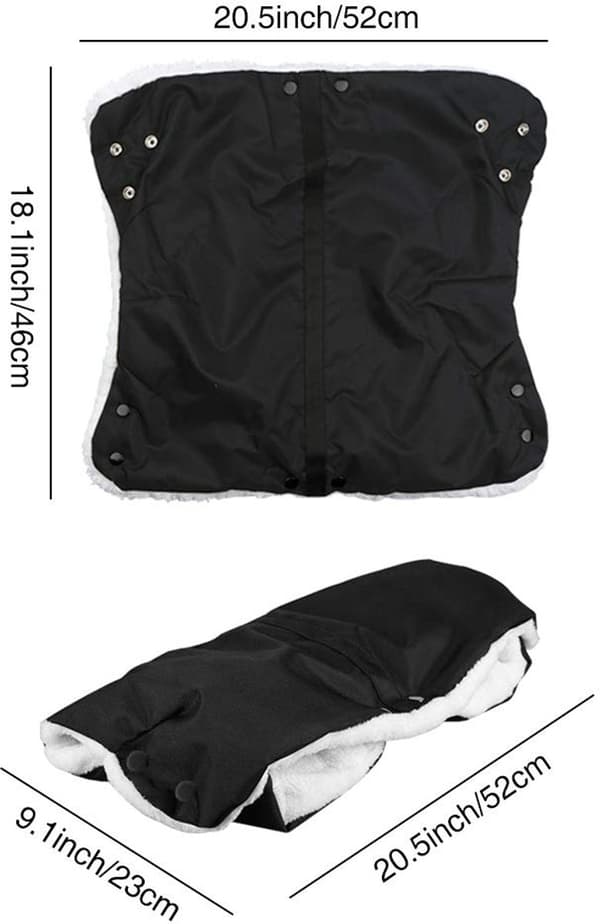 Stroller Mittens, Warm Frost and Windproof Stroller Mittens with Plush Lining Winter Accessories for Strollers, Black