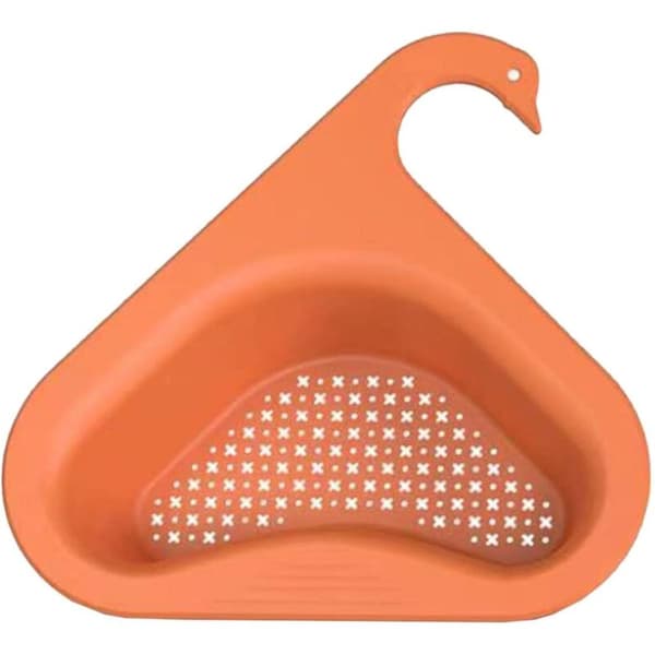 Svanedrænskurv, Multifunktionel vaskesi til køkkenvask, Hængende svanedrænskurv til vask (Orange)