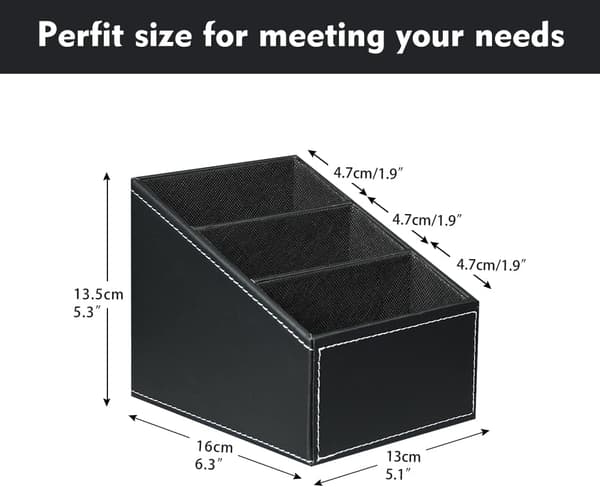 Fjernkontrolloppbevaring, PU-skinn Fjernkontrollholder, Oppbevaringsboks med 3 Rom Multifunksjonell Organizer