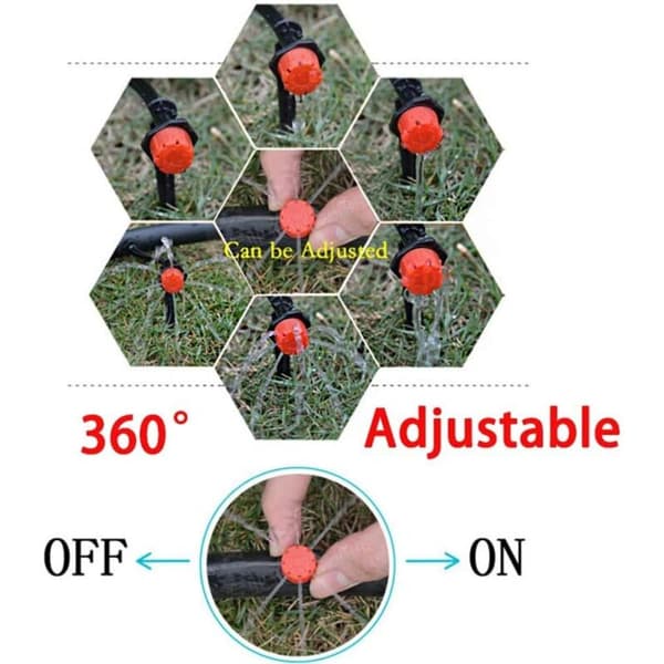 Irrigation Droppers, 100 Pcs Adjustable Irrigation Sprinklers Drip Irrigation System Kit Micro-Flow Drip Head Irrigation Misting Nozzles-Sunny