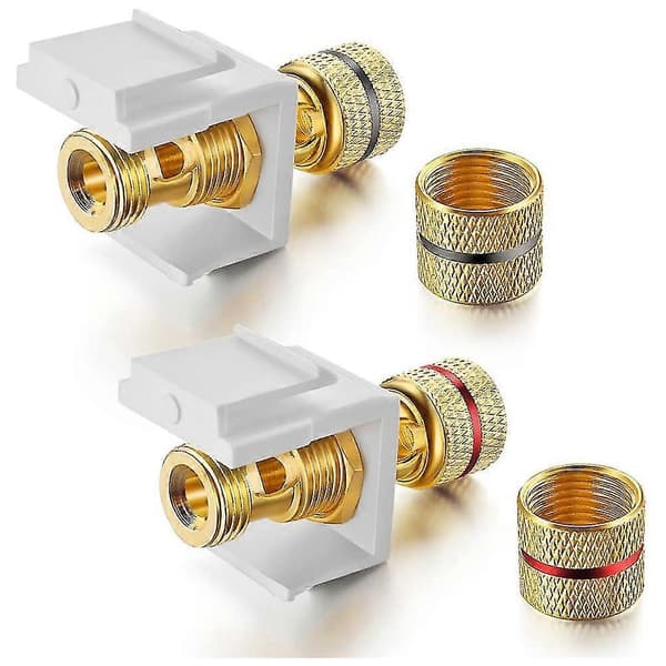 Banana Plug Binding Post Socket with Black & Red Rings, Screw Type Audio Speaker, 2 Pairs/4 Pcs