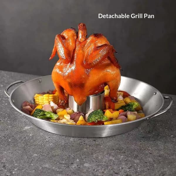 Øldåseholder til kylling, 12 tommer grill i rustfrit stål
