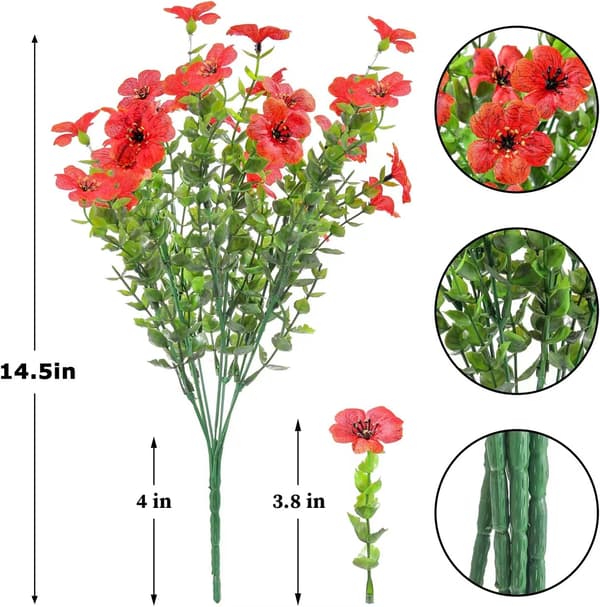 4 stk 7-grenet eukalyptus fiolett simuleringsblomsterbukett