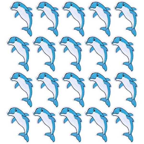 20 st Strykplåster Delfiner Broderade lappar Sy fast