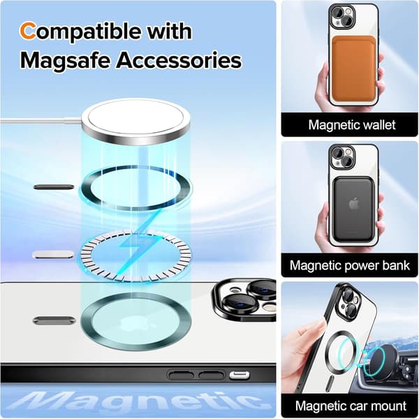 iPhone 15 Case - Metallic Case with Magnetic Compatibility, Slim Design - Gold Gold gold gold