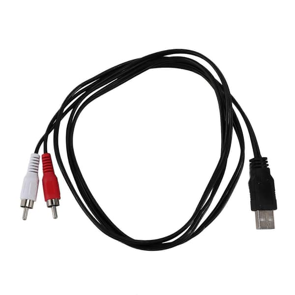 1,5 m USB A han til 2x RCA Phono han AV-kabel ledning PC TV Aux lyd videoadapter