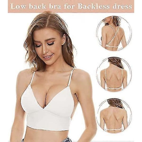 Low Back BH Wireless Deep V-Neck Multiway Convertible Spaghetti Strap Backless Bra For Women L