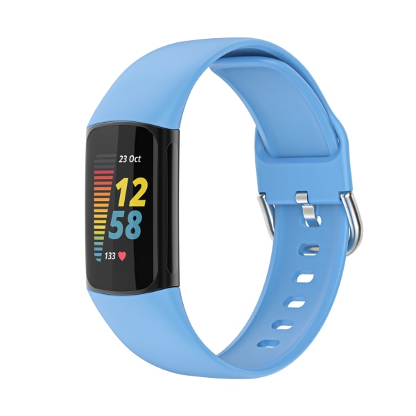 Fitbit Charge 5 Replacement Band: Högkvalitativt perforerat silikonmaterial - himmelsblått