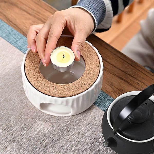 Keramisk tekandevarmer, fyrfadslys varmebase til tekande, kaffe, mælkete
