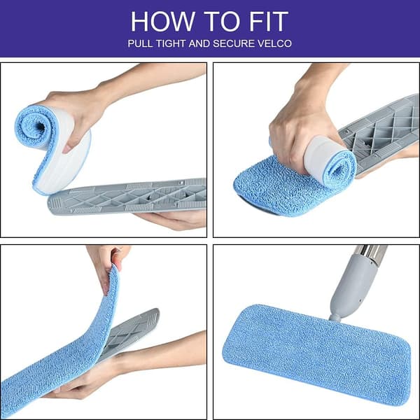6-pack moppdynor, mikrofiber spraymoppdynor för spraymoppar, 16,5\"x5,5\" (Blå)