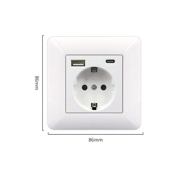 French socket panel Type-c+USB16A Type 86, number of sockets: 2 h