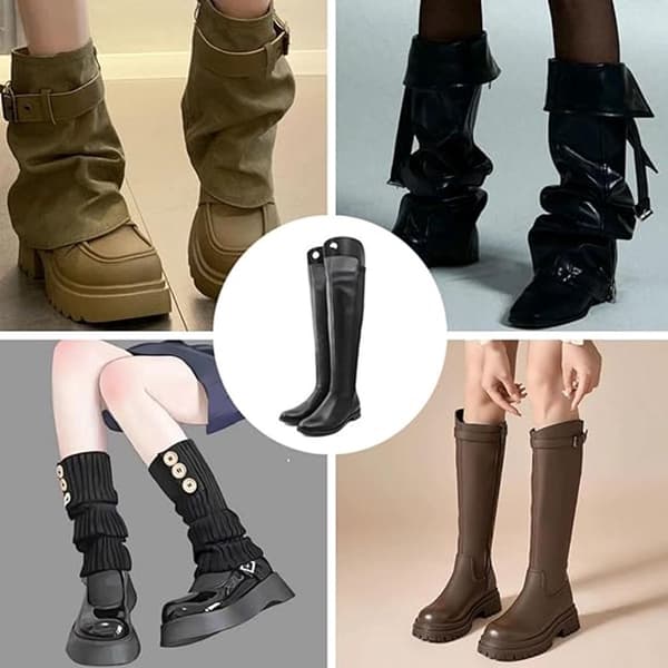 Boot Shapers, Reusable PVC Inserts, Keep Tall Boots and Ankle Boots Upright, Wardrobe Storage, 8-Pack, Black, 35.2 cm