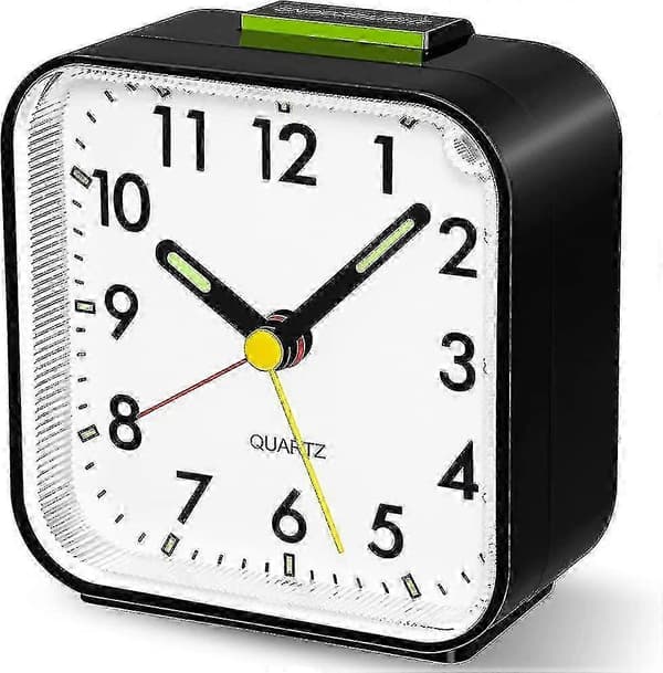 Battery Operated Alarm Clock Silent Desk Clock Simple Analog Table Clock
