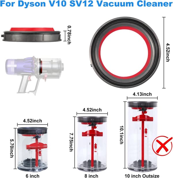 Pakning til Dyson V10 SV12 støvsuger, erstatningsring til Dyson V10 SV12, tilbehør til Dyson støvsuger