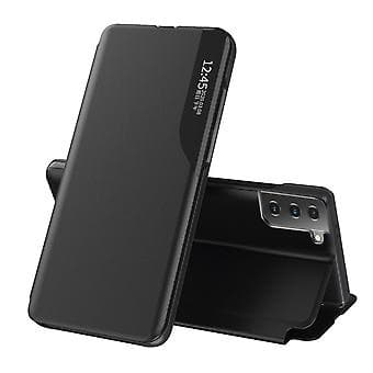 Leather Case with Magnetic Side Window for Samsung Galaxy S21 5G (Black)