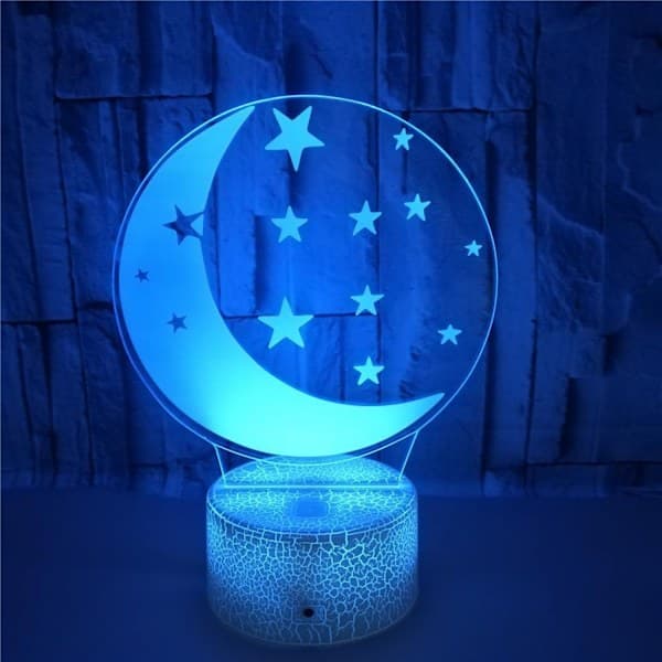 Moon 3D Night Light 3D Illusion LED Lamp 16 Colors Dimmable with Remote Control Touch --- Crack Base