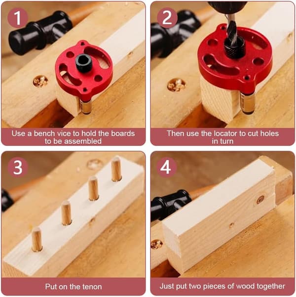 Selvcentrerende Dyvelklemme – 3-10 mm Boreguide til Træpanelsamlinger