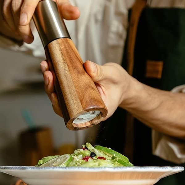 Gull salt- og pepperkvernsett, manuell salt- og pepperkvern i rustfritt stål