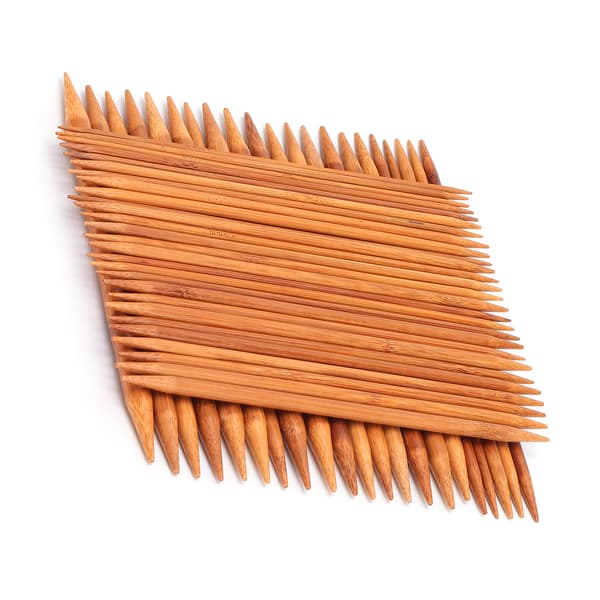 75 Pcs Double Pointed Knitting Needles 20cm/7.8in Carbonized Bamboo Knitting Needle Set 15 Sizes