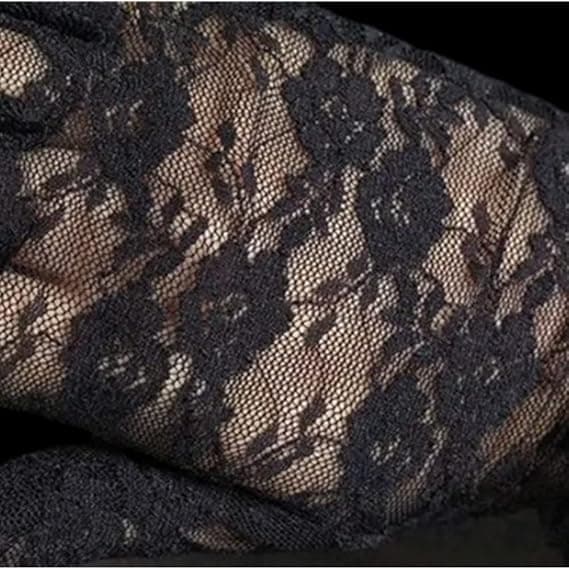 Sorte blondehandsker dame elegant kort solbeskyttelse blondehandsker, prinsessekjolehandsker til bryllupsmiddagsfest, sort