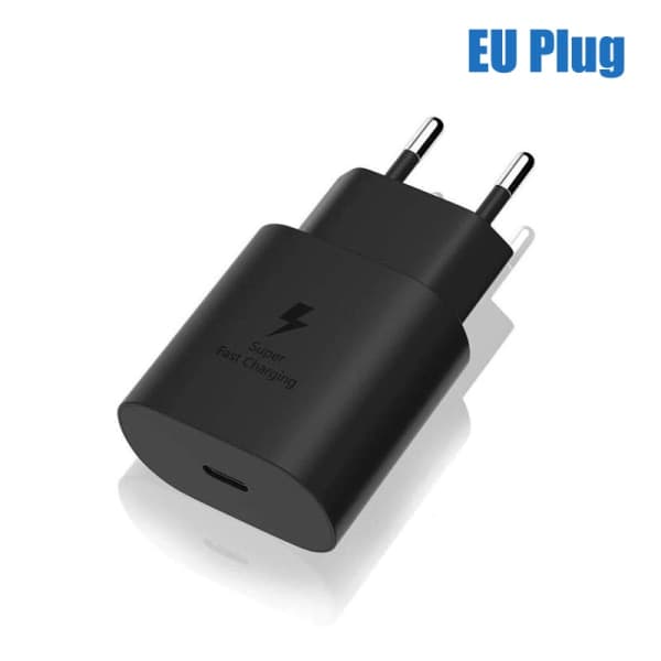 Galaxy s22 s21 note 20 hurtigoplader usb c sort 25w eu stik