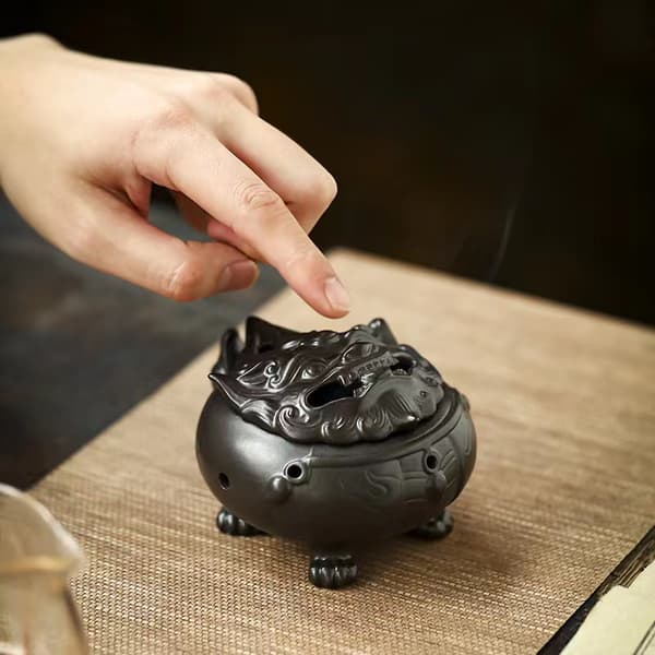 Ceramic Incense Burner Suanni Flat Jinchan Creative Crafts Incense Burner Ornaments