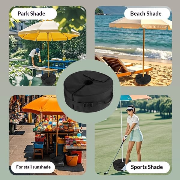 Round Umbrella Base Weight with Side Opening - Fits Offset (Black)