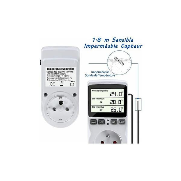 Thermostat Outlet, Digital Programmable Outlet Timer with Probe, Greenhouse Heater Aquarium