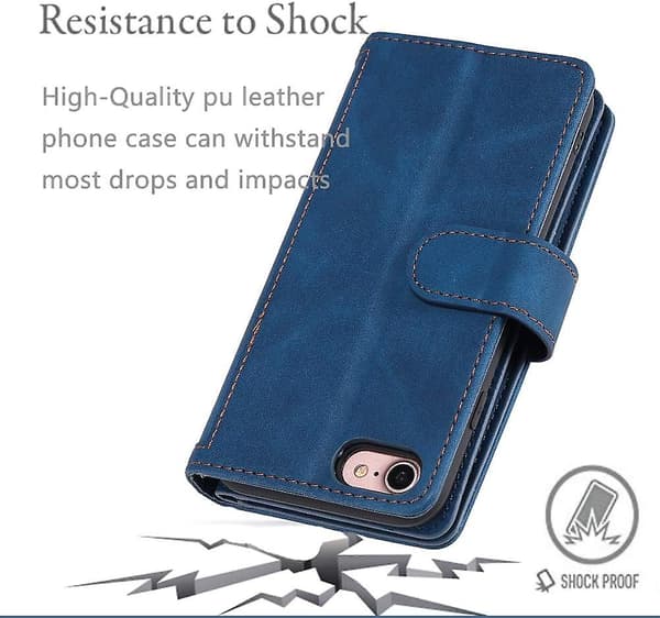 Wallet Case for iPhone SE 2022 5G/iPhone 7/iPhone 8/iPhone SE 2020, 9 Card Slots Handbag Case PU Leather Case Blue