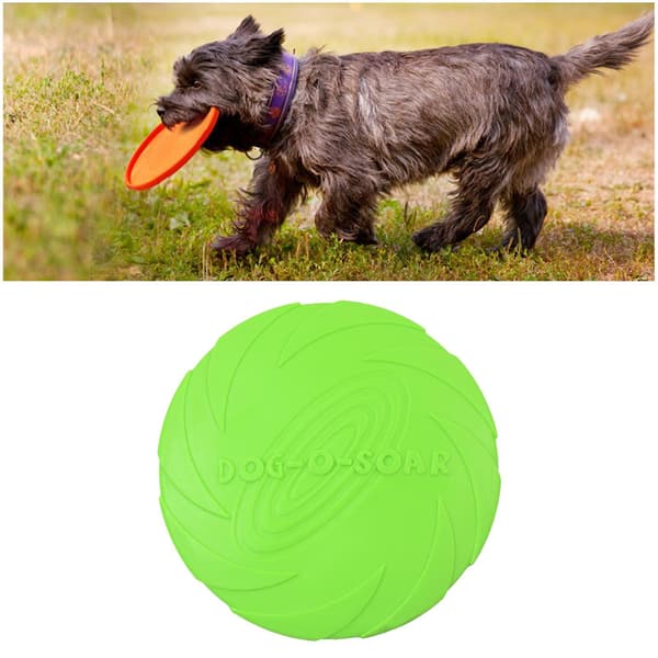 Soft Rubber Flying Summer Beach Interactive Dog Toy Green 18cm